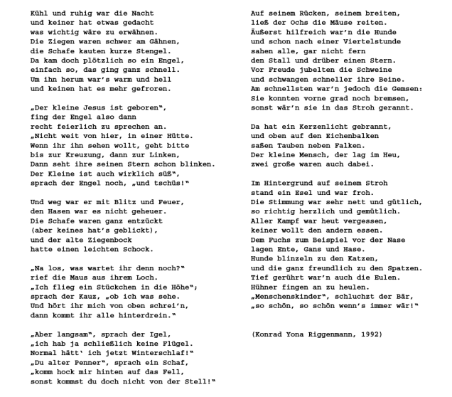 Die Tiere bei der Krippe